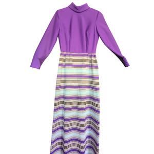 Mod 60s Purple Fashion Maker Maxi Dress